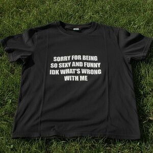 Black Graphic T-Shirt with Bold Text